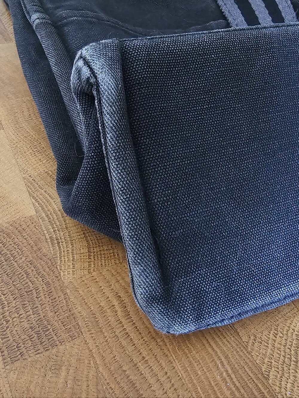 Authentic Hermès Vintage Fourre-Tout MM Canvas Tote Bag Black Gray - Picture 6 of 8